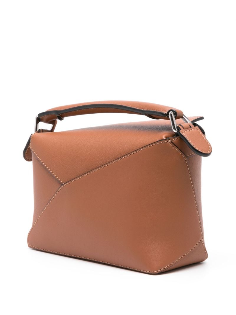 Brown Puzzle Edge Mini Leather Cross Body Bag