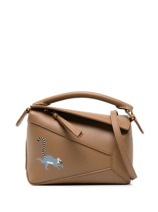 X Suna Fujita Brown Lemur Mini Puzzle Tote Bag