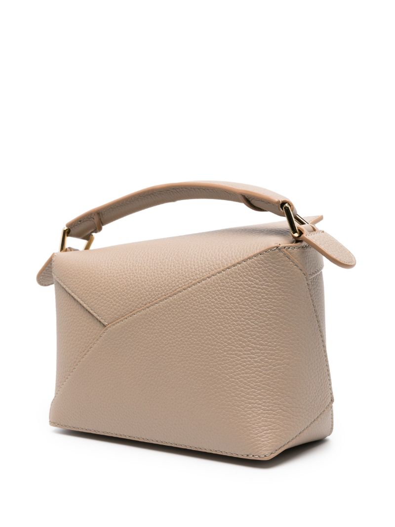 Neutral Puzzle Edge Small Leather Top Handle Bag