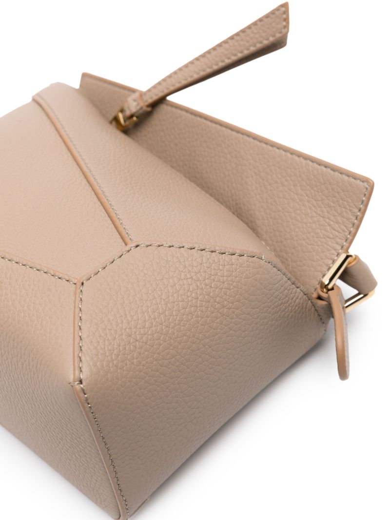 Neutral Puzzle Edge Small Leather Top Handle Bag