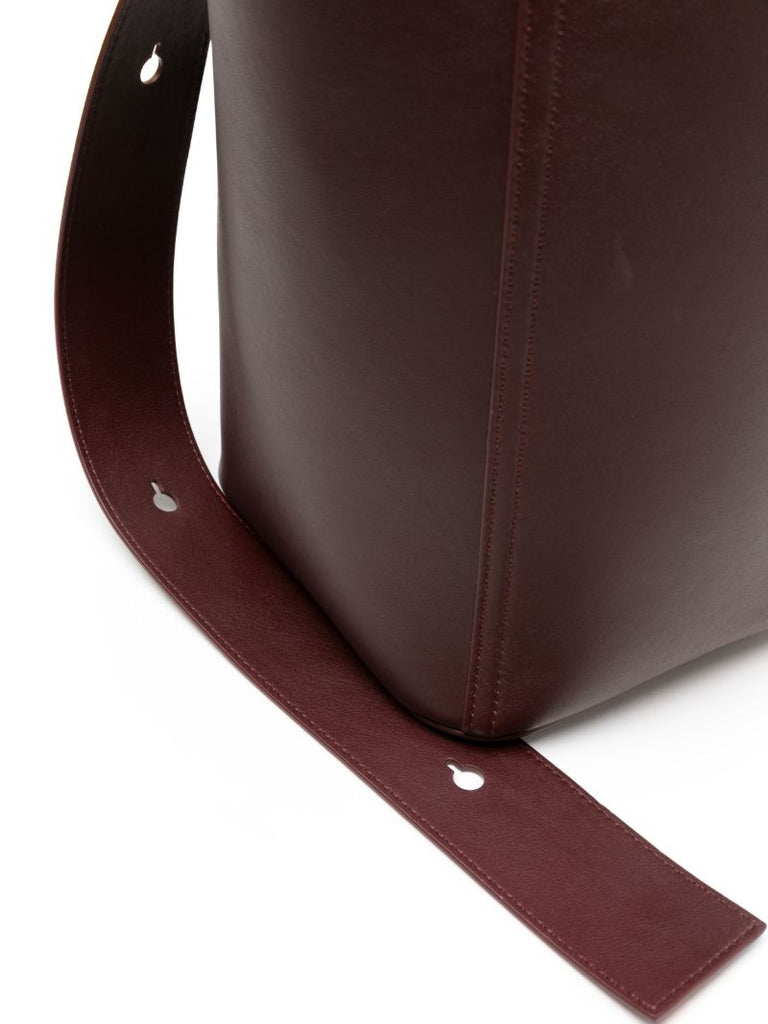 Red Pebble Medium Leather Bucket Bag