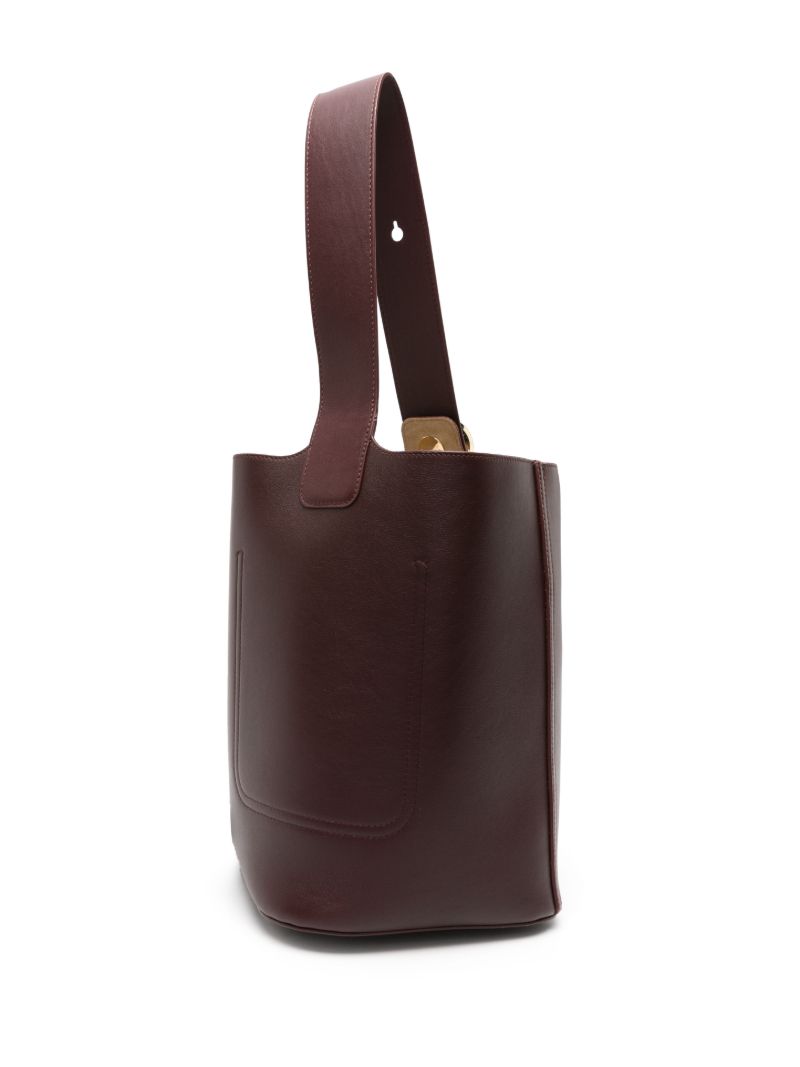 Red Pebble Medium Leather Bucket Bag