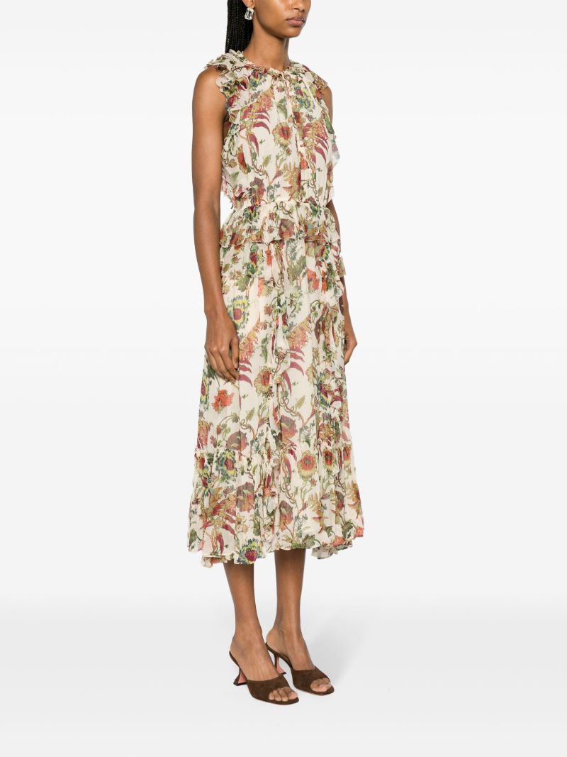 White Adrienne Silk Midi Dress