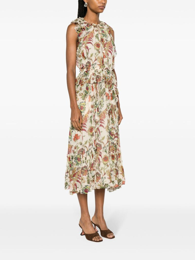 White Adrienne Silk Midi Dress