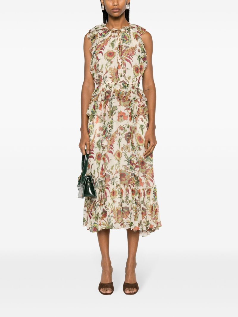 White Adrienne Silk Midi Dress
