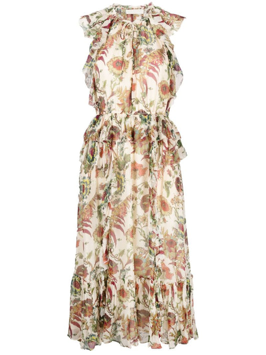 White Adrienne Silk Midi Dress
