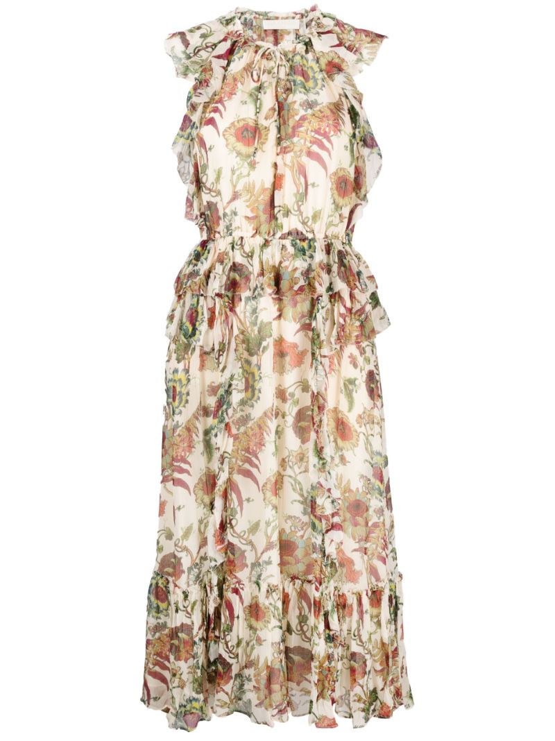 White Adrienne Silk Midi Dress