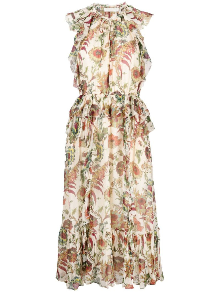 White Adrienne Silk Midi Dress