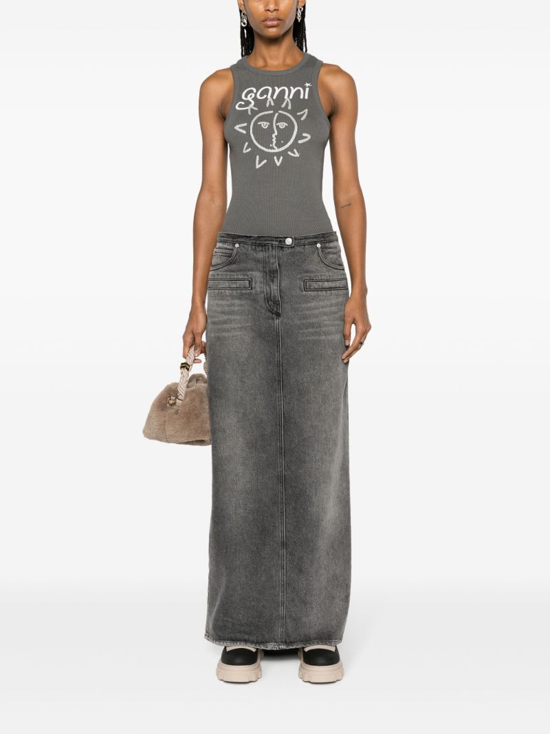 Grey Logo-print Ribbed Tank Top