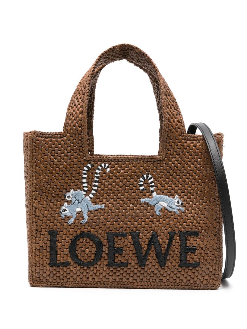 X Suna Fujita Brown Lemur Small Font Tote Bag