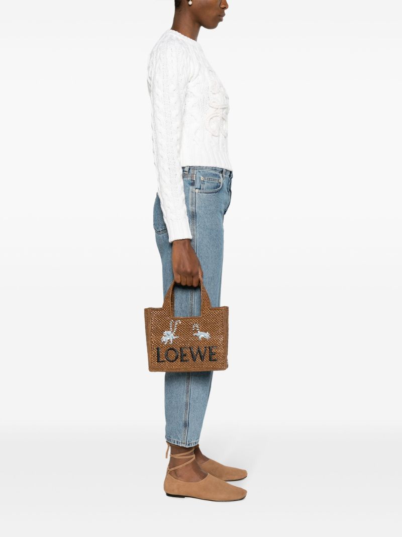 X Suna Fujita Brown Lemur Small Font Tote Bag