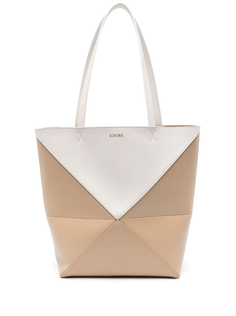 Neutral Puzzle Leather Shoulder Bag