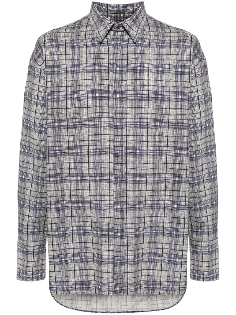 Blue Checked Virgin Wool Shirt