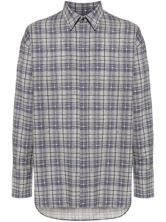 Blue Checked Virgin Wool Shirt