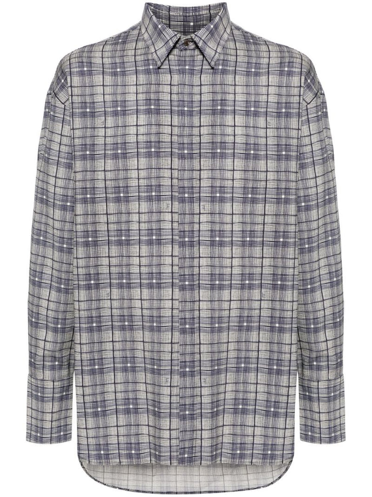 Blue Checked Virgin Wool Shirt