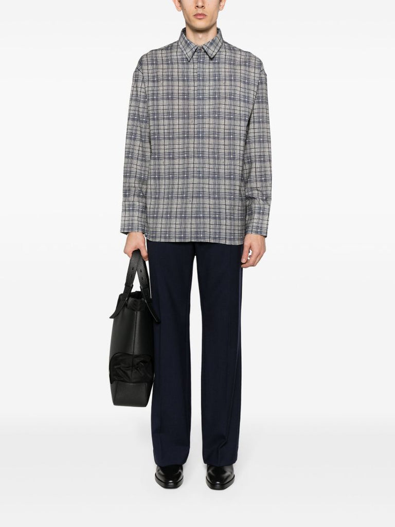 Blue Checked Virgin Wool Shirt