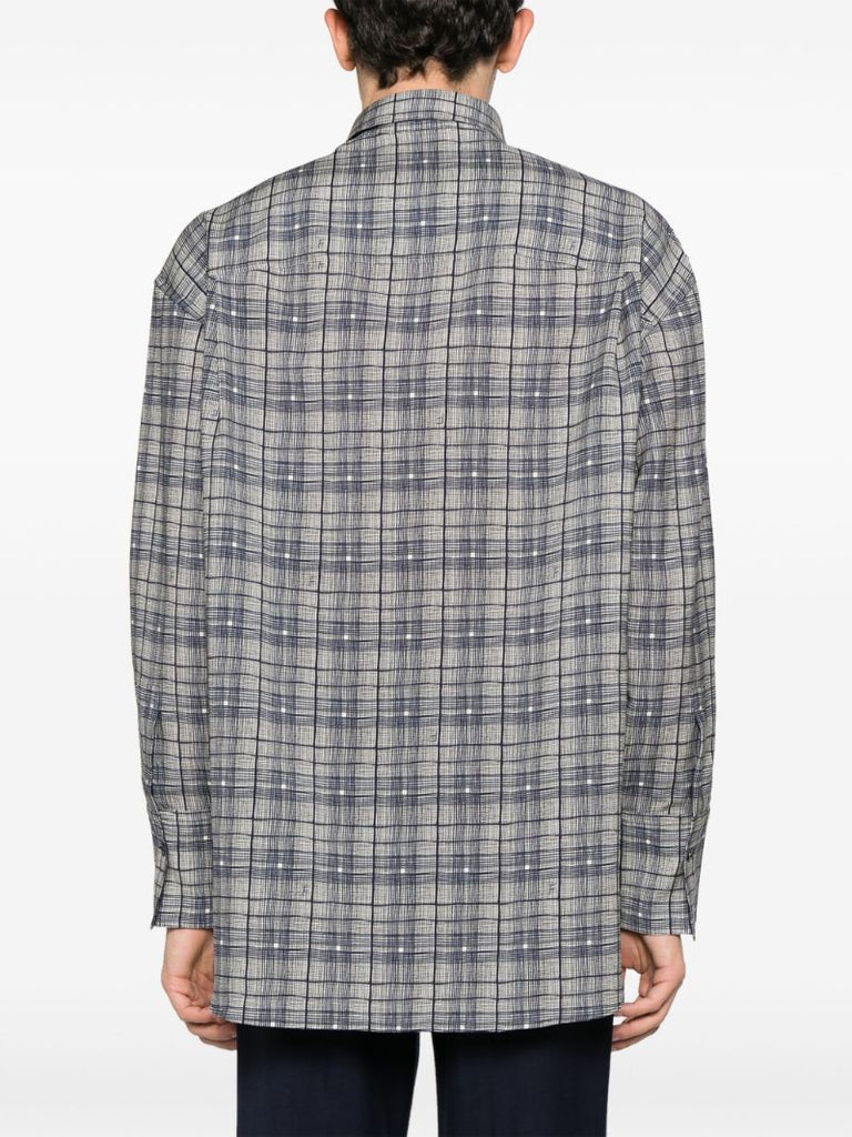 Blue Checked Virgin Wool Shirt