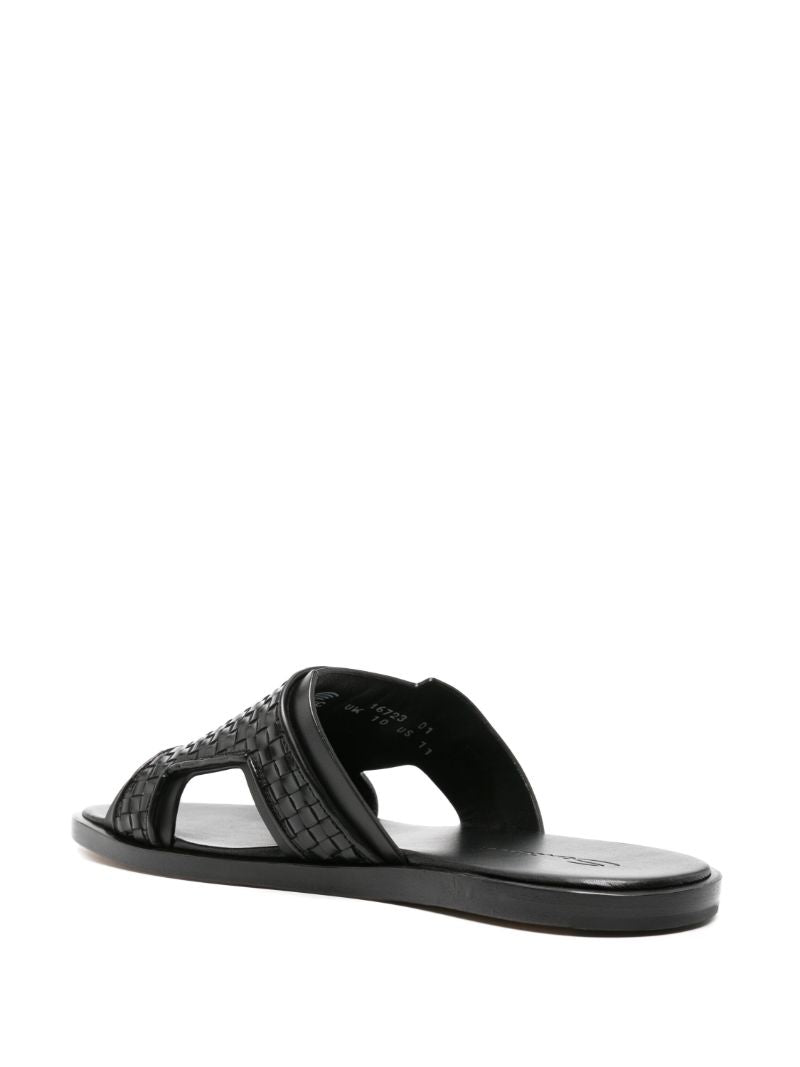 Black Duo Leather Slides