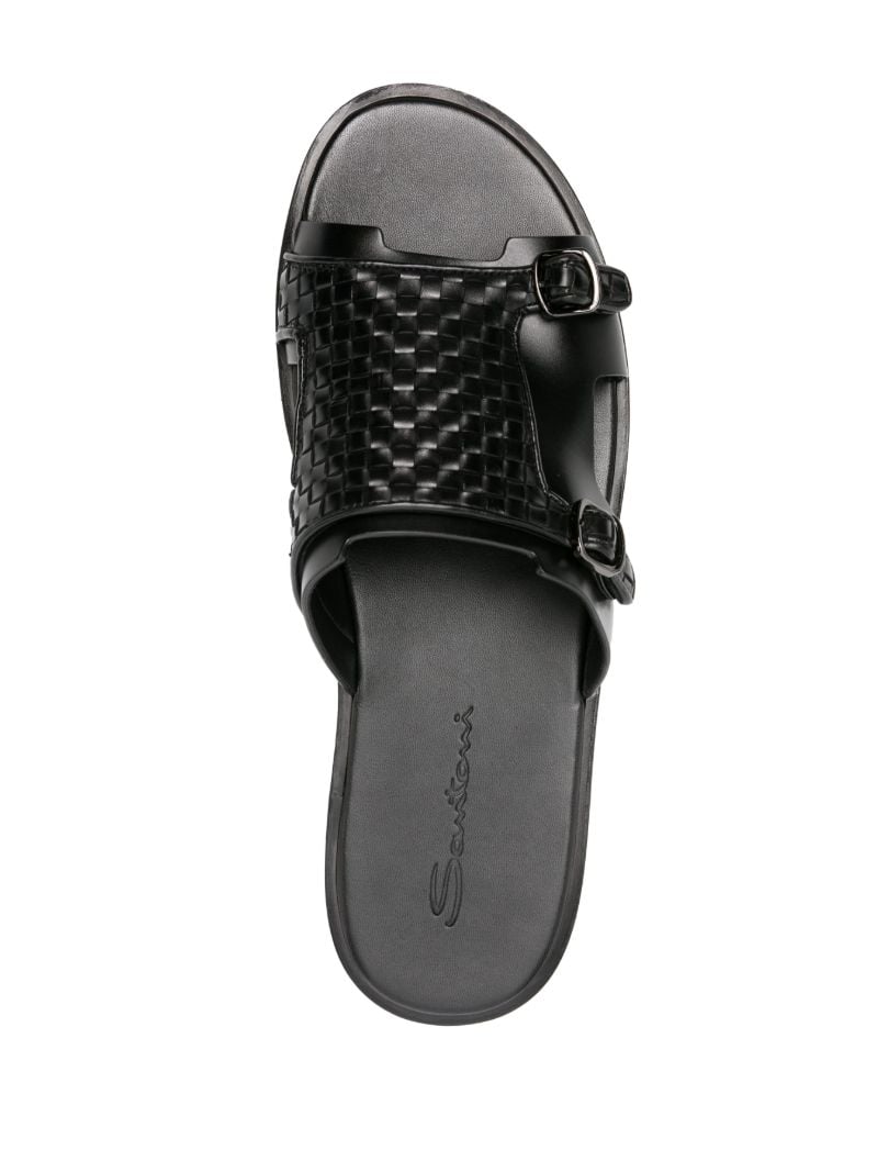 Black Duo Leather Slides