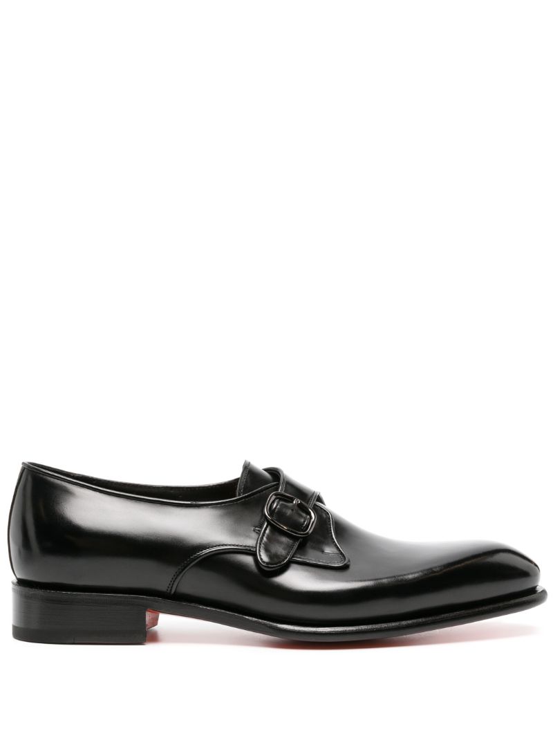 Black Carter Leather Buckle Oxford Shoes