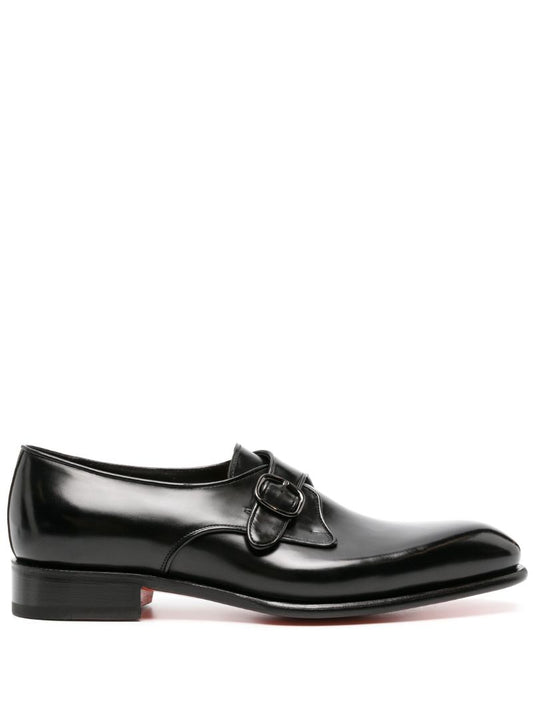 Black Carter Leather Buckle Oxford Shoes