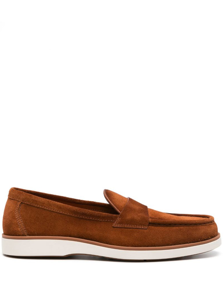 Brown Suede Penny Loafers