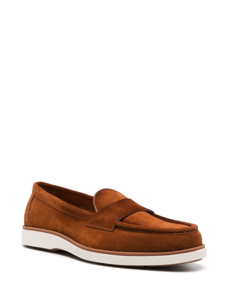 Brown Suede Penny Loafers