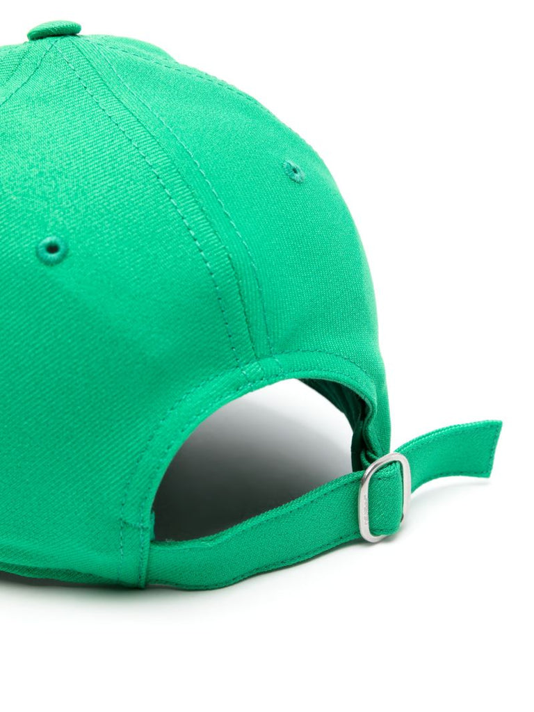 White and Green Drill Logo-embroidered Baseball Cap