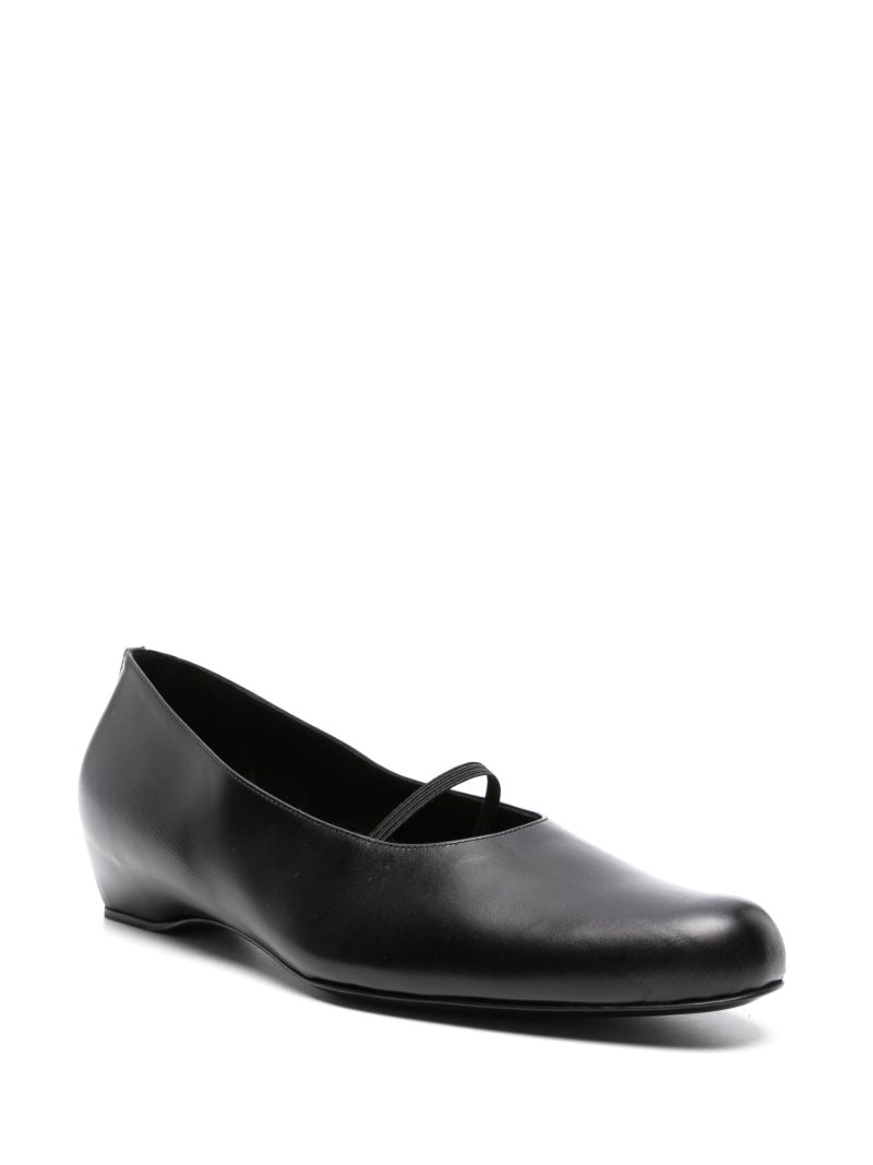 Black Marion Leather Ballerina Shoes