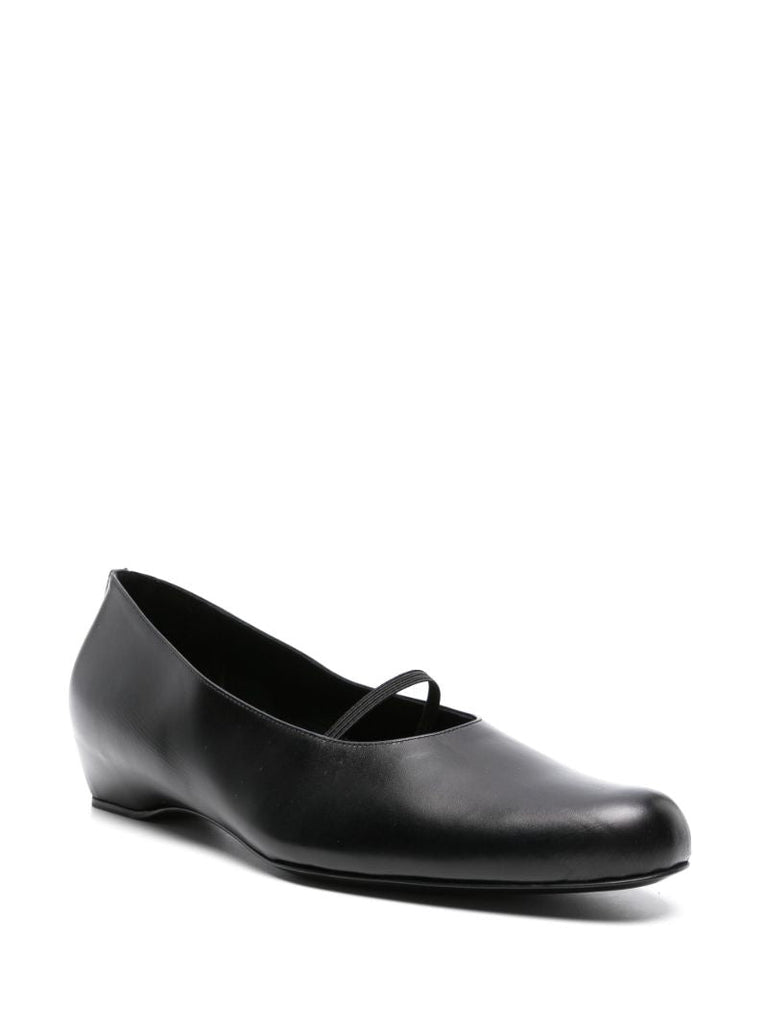 Black Marion Leather Ballerina Shoes