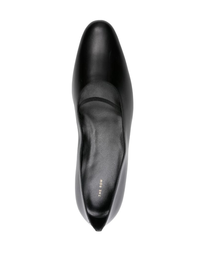 Black Marion Leather Ballerina Shoes