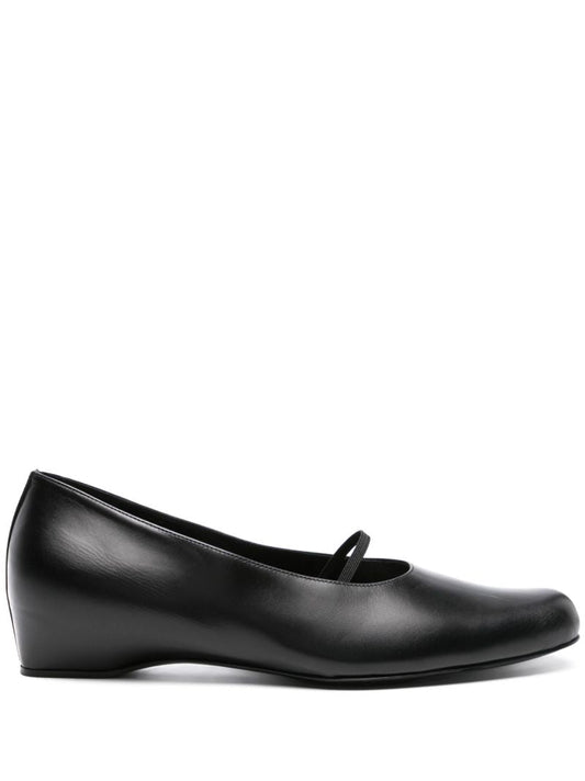 Black Marion Leather Ballerina Shoes