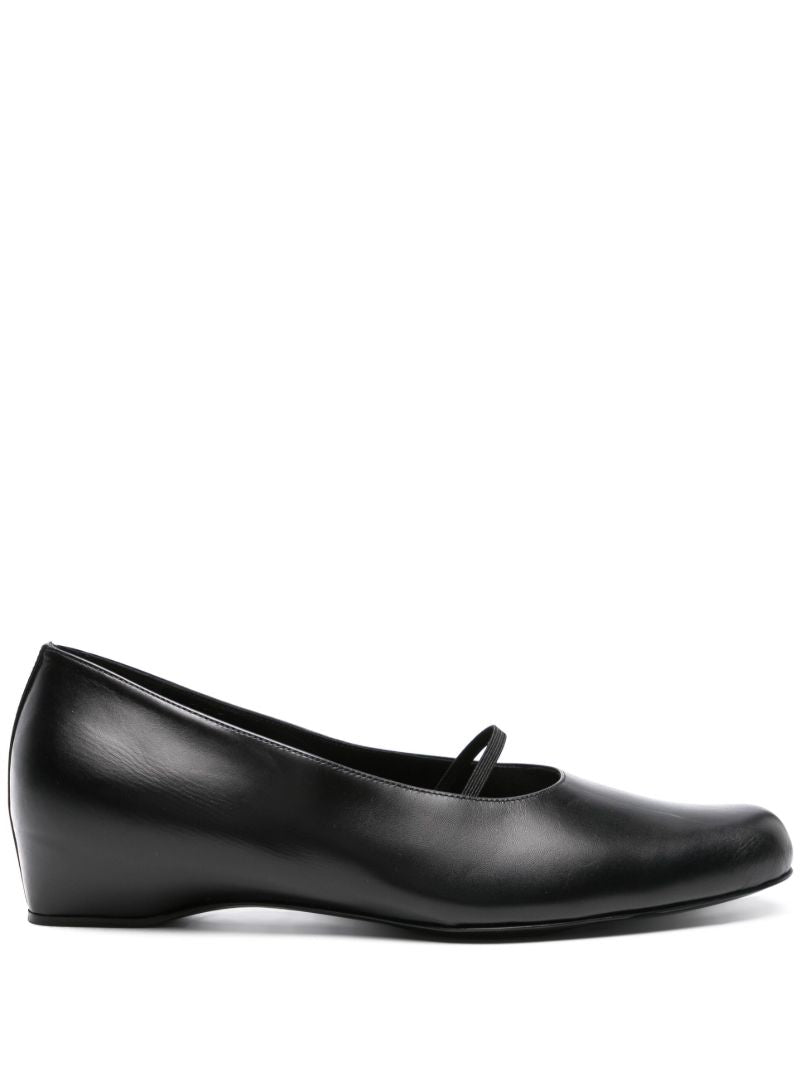 Black Marion Leather Ballerina Shoes