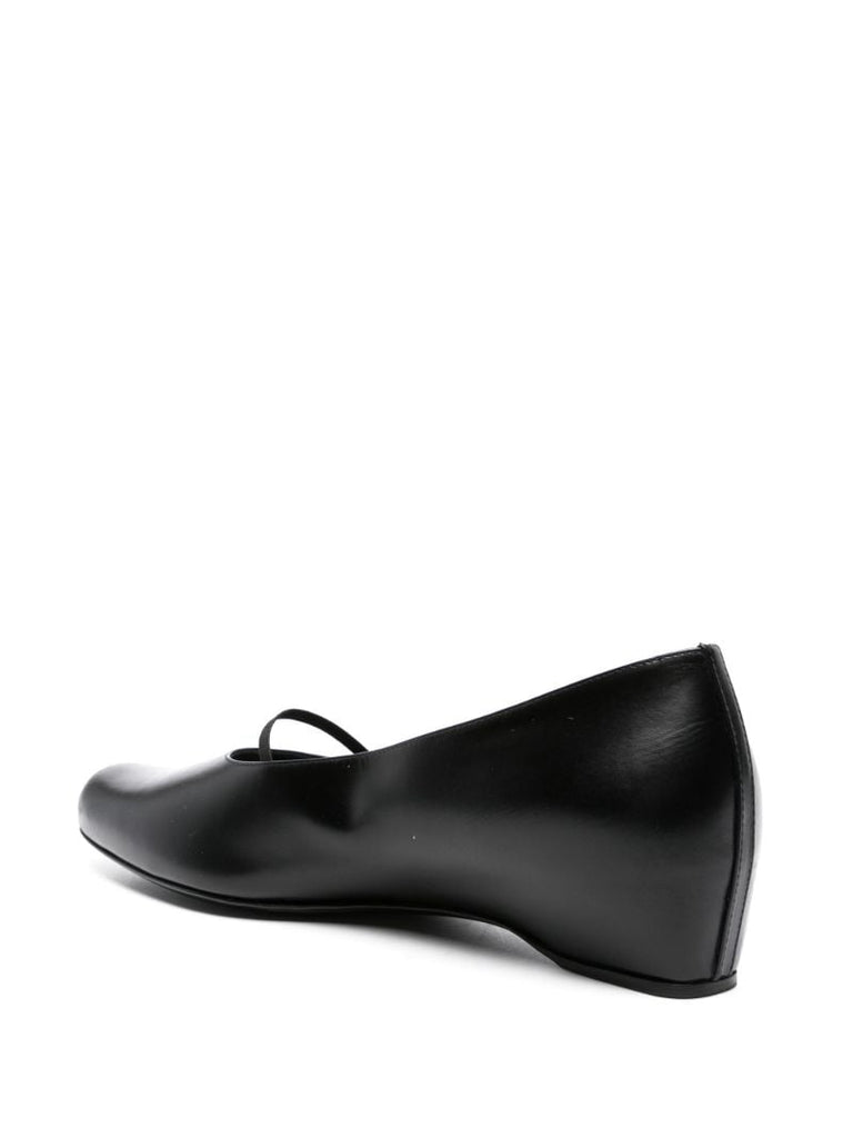 Black Marion Leather Ballerina Shoes