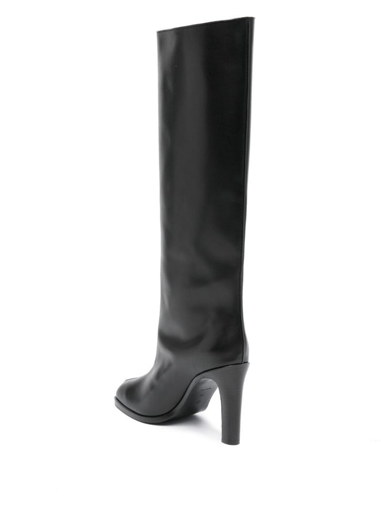 Black 105 Leather Knee-high Boots