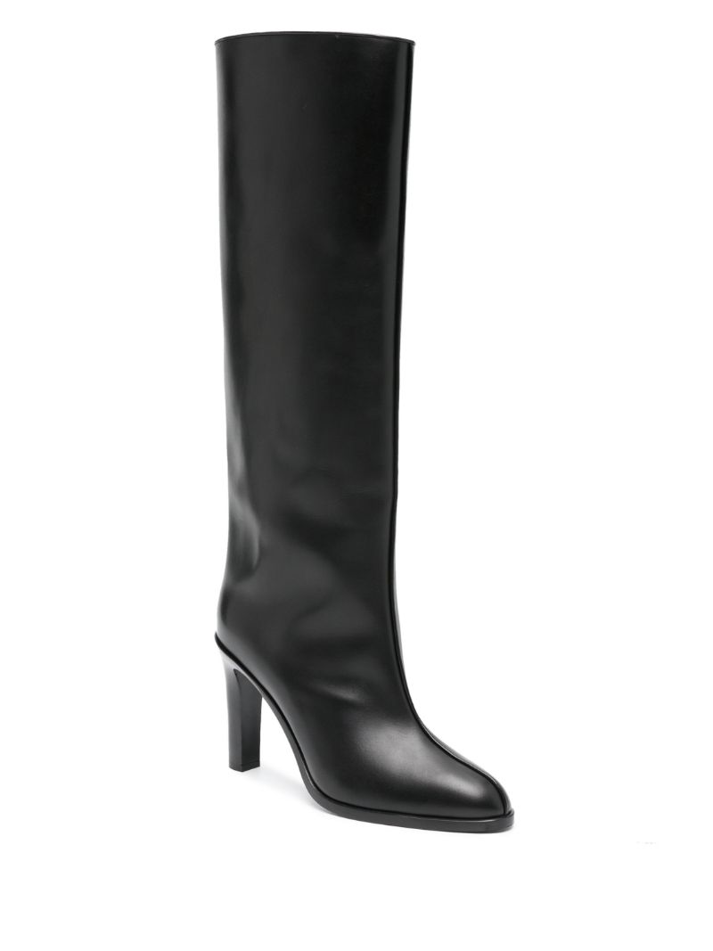 Black 105 Leather Knee-high Boots