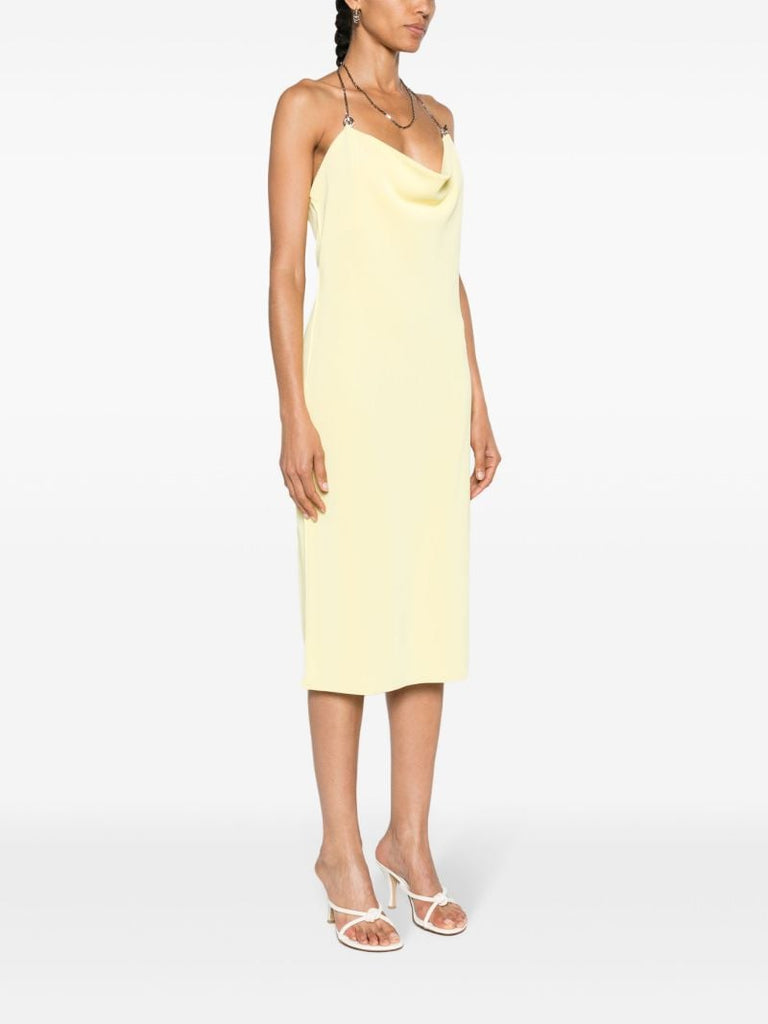Yellow Chain Draped Midi Dress