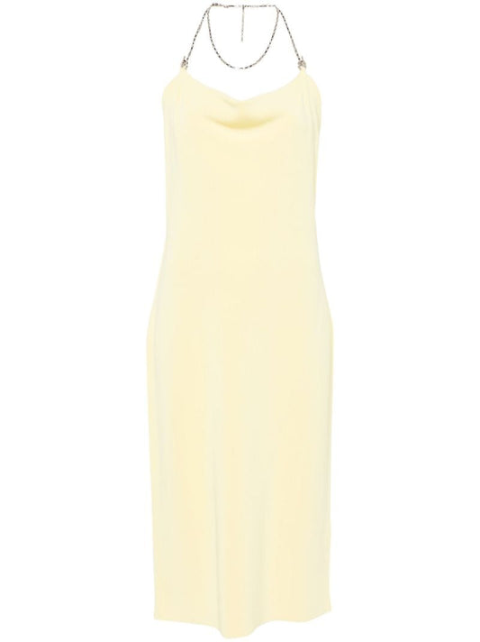 Yellow Chain Draped Midi Dress