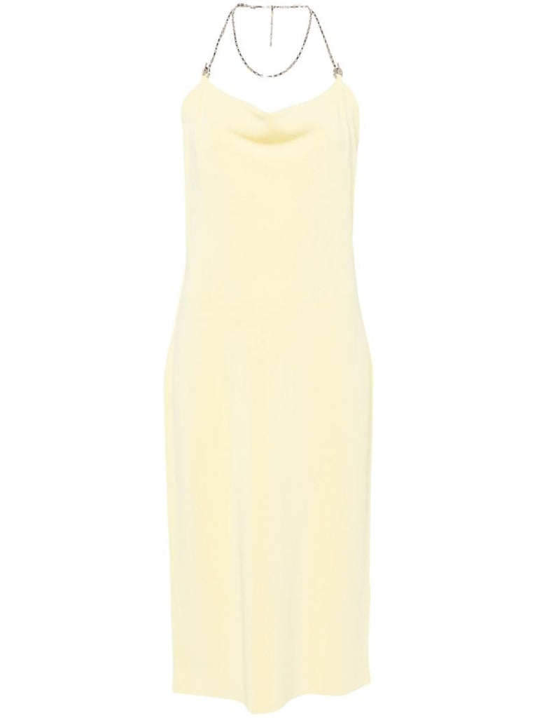 Yellow Chain Draped Midi Dress