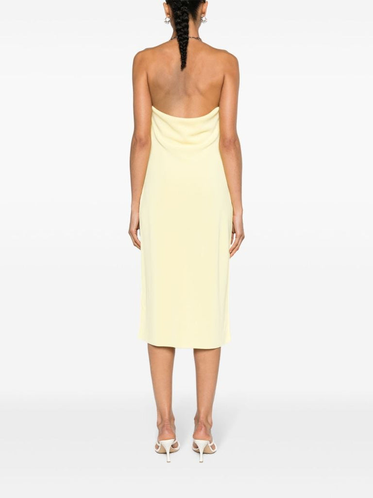 Yellow Chain Draped Midi Dress