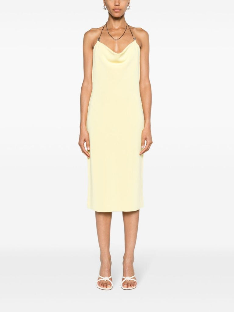 Yellow Chain Draped Midi Dress