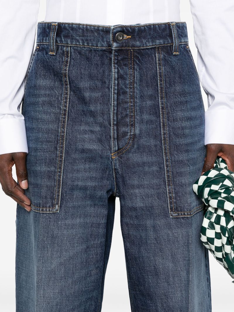 Blue High-rise Straight-leg Jeans