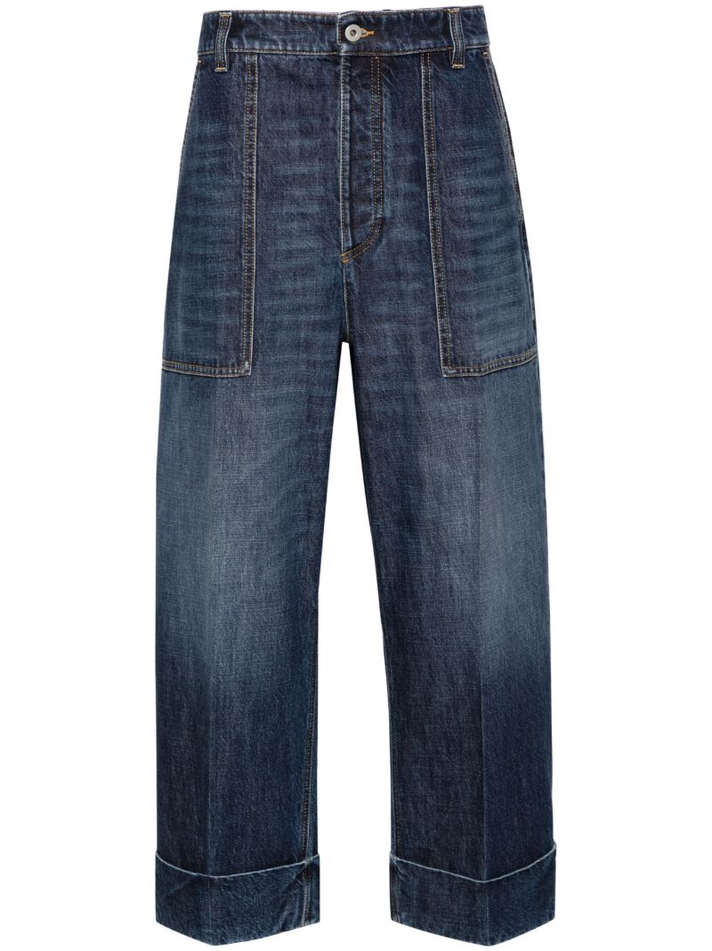Blue High-rise Straight-leg Jeans