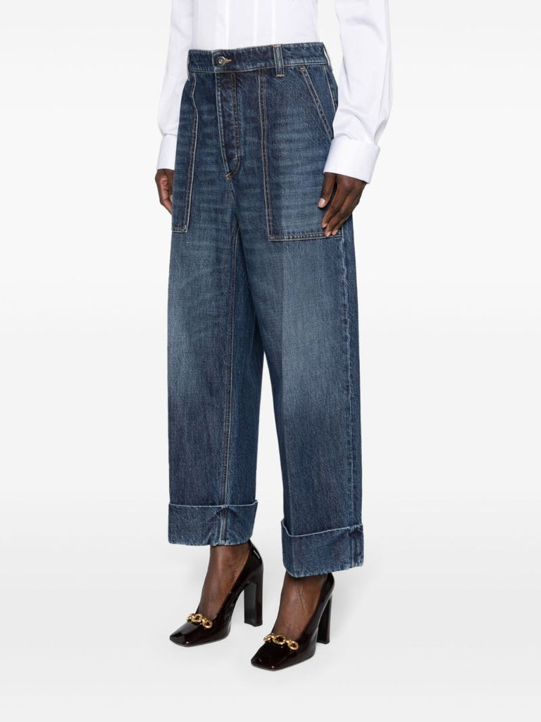 Blue High-rise Straight-leg Jeans
