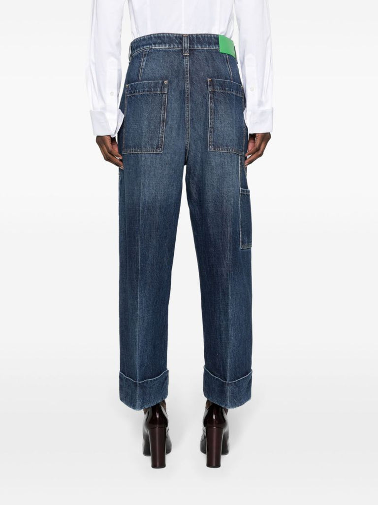 Blue High-rise Straight-leg Jeans