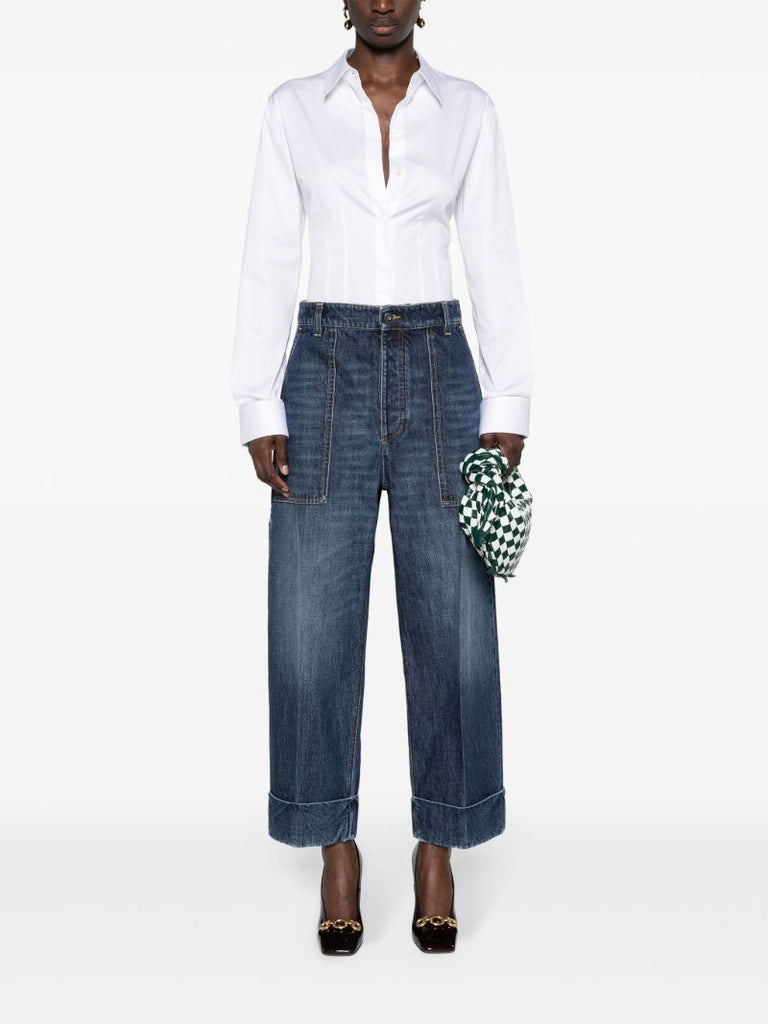 Blue High-rise Straight-leg Jeans