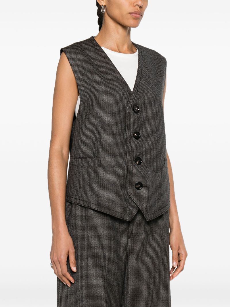 Brown Houndstooth Wool Waistcoat