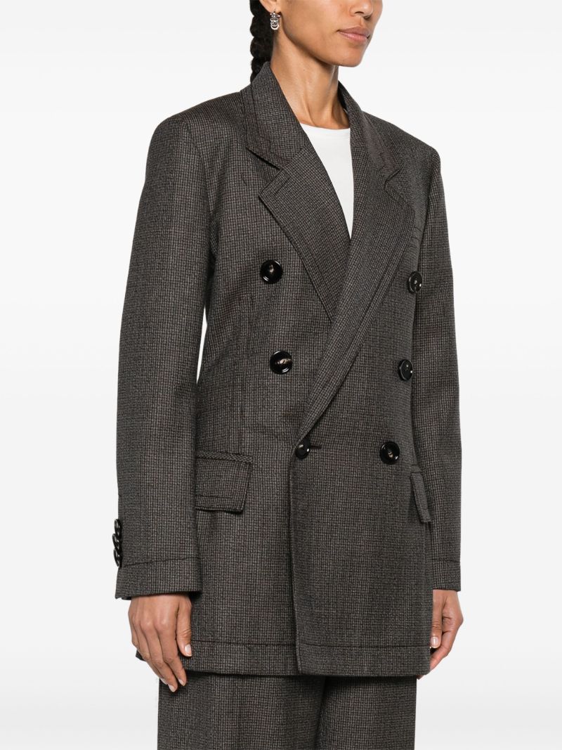 Brown Double-breasted Houndstooth Blazer