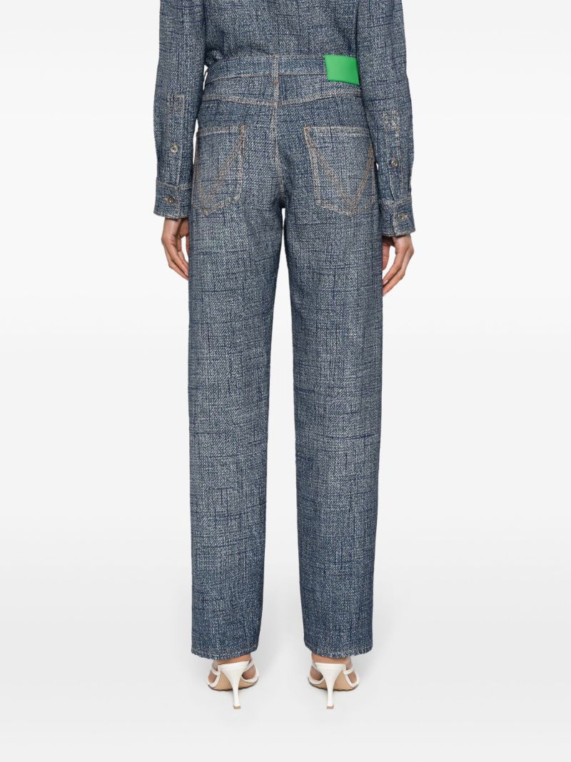 Blue Trompe L'oeil-print Tapered Trousers