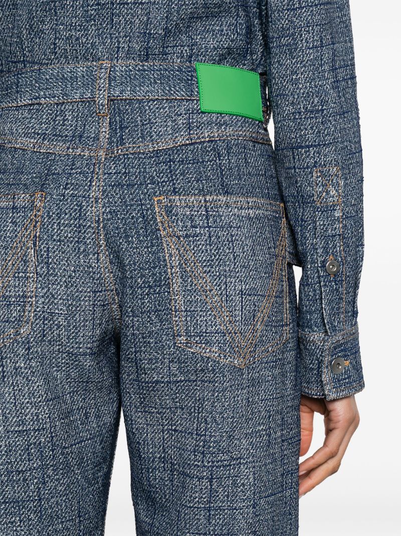 Blue Trompe L'oeil-print Tapered Trousers